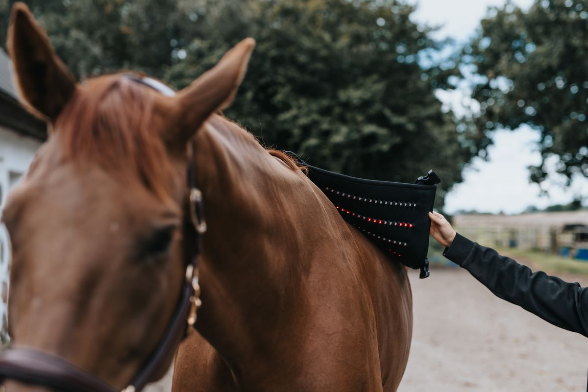 A handheld laser device beside an LED by CHEVAL wrap
